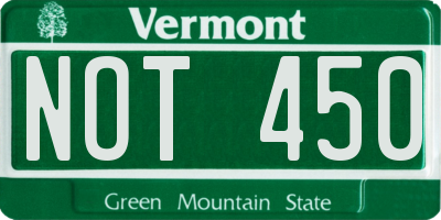 VT license plate NOT450