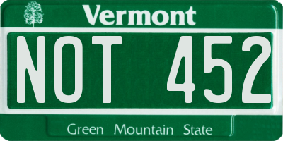 VT license plate NOT452