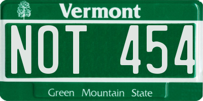 VT license plate NOT454