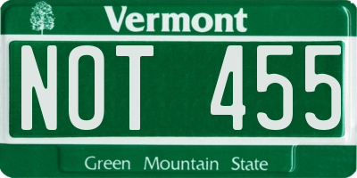 VT license plate NOT455