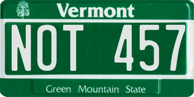 VT license plate NOT457