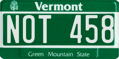 VT license plate NOT458