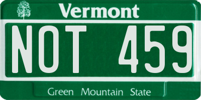 VT license plate NOT459