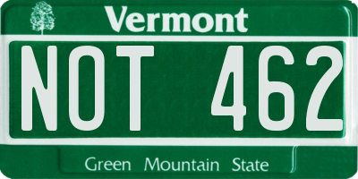 VT license plate NOT462