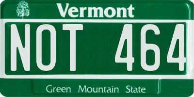 VT license plate NOT464