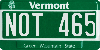 VT license plate NOT465