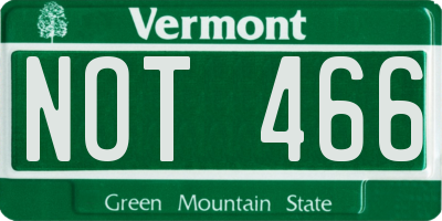 VT license plate NOT466
