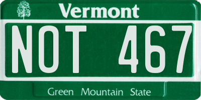 VT license plate NOT467