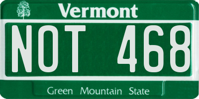 VT license plate NOT468