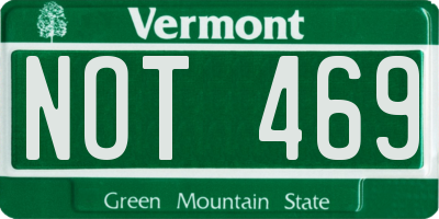 VT license plate NOT469
