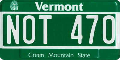 VT license plate NOT470