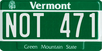 VT license plate NOT471