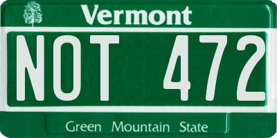 VT license plate NOT472