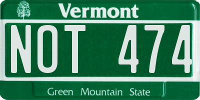 VT license plate NOT474