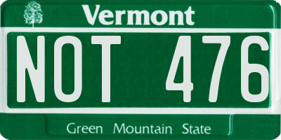 VT license plate NOT476