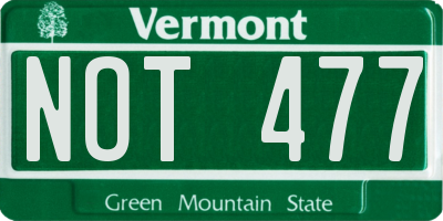 VT license plate NOT477