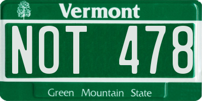 VT license plate NOT478