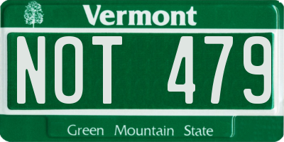 VT license plate NOT479