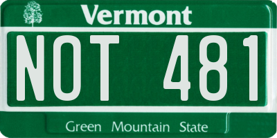 VT license plate NOT481