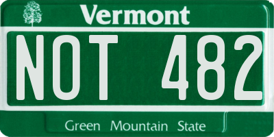 VT license plate NOT482