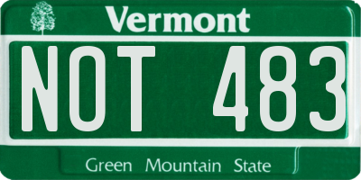 VT license plate NOT483