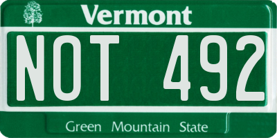VT license plate NOT492