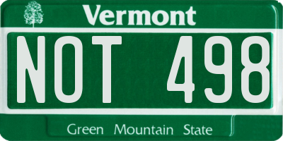 VT license plate NOT498