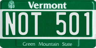 VT license plate NOT501