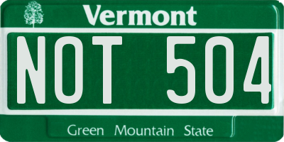 VT license plate NOT504