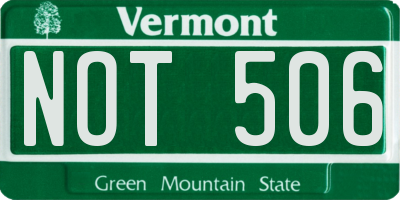 VT license plate NOT506