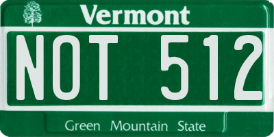 VT license plate NOT512