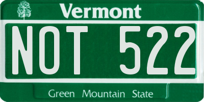 VT license plate NOT522