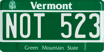 VT license plate NOT523