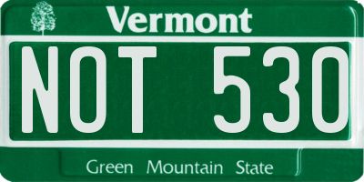 VT license plate NOT530