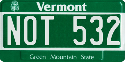 VT license plate NOT532