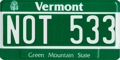 VT license plate NOT533