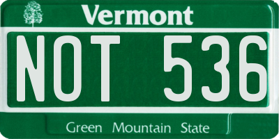VT license plate NOT536