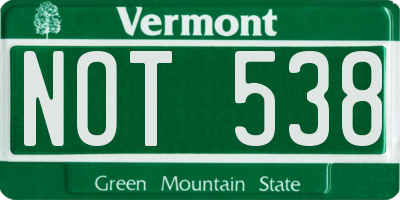 VT license plate NOT538