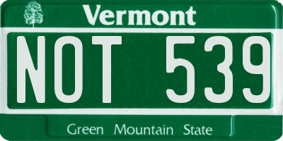 VT license plate NOT539