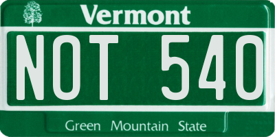 VT license plate NOT540