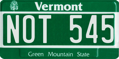 VT license plate NOT545