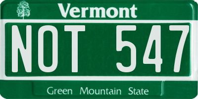 VT license plate NOT547