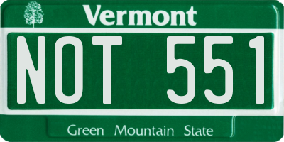 VT license plate NOT551