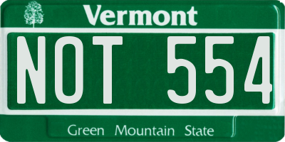 VT license plate NOT554