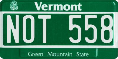 VT license plate NOT558