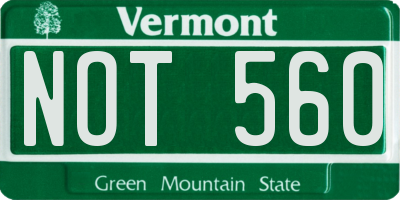VT license plate NOT560