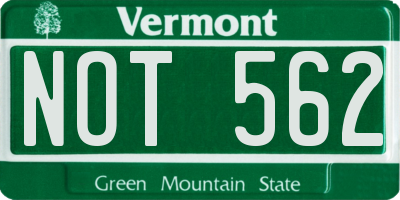 VT license plate NOT562