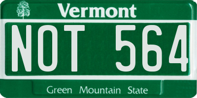 VT license plate NOT564