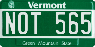 VT license plate NOT565