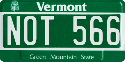 VT license plate NOT566